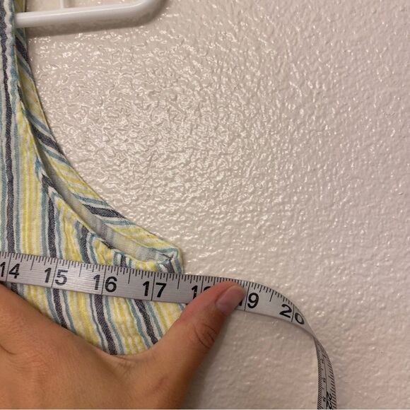 Dip pastel stripe beachy muslin gauze cotton tiered crew sleeveless dress boho S - Picture 4 of 7